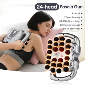 24-Head Fascia Gun 9 Modes High Frequency Vibration Body Massage Gun