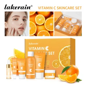 Lakerain Vitamin C Skin Care Set 6pcs Kit Whitening Cream Facial Moisturizing Lightening Kits