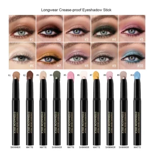 10 Colors Longwear Crease-proof Eyeshadow Pencil Stick Makeup Tool