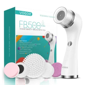 Rechargeable Electric Face Cleansing Brush, IPX7 Waterproof with 3 Speeds & 5 Brushes